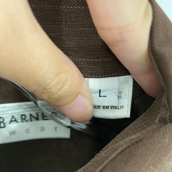 Wynne Layers size XL Brown Tan V Abstract Print V neck Relaxed Stretch Blouse - Picture 3 of 9